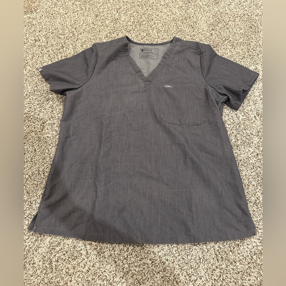 FIGS Women’s Grey Scrub Top Size Large